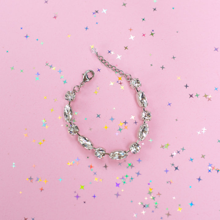 8mm/ Navette Crystal Bracelet: Crystal