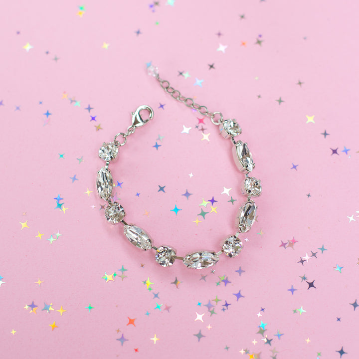 8mm/ Navette Crystal Bracelet: Crystal