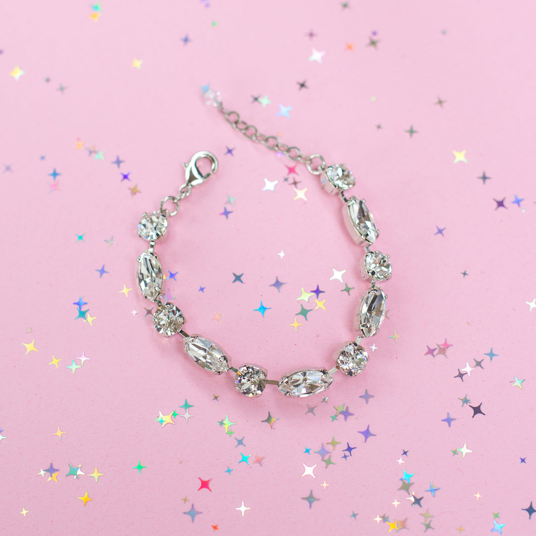 8mm/ Navette Crystal Bracelet: Crystal