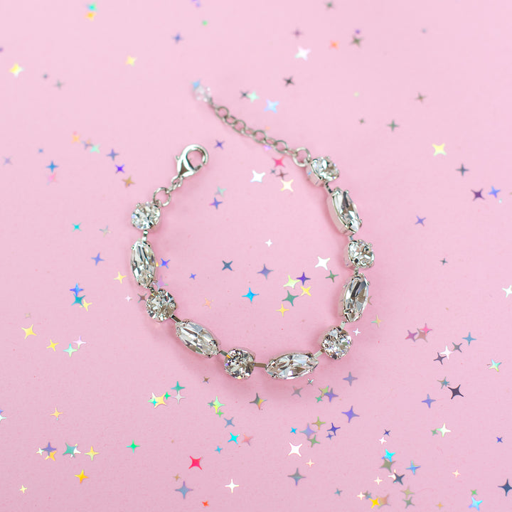 8mm/ Navette Crystal Bracelet: Crystal