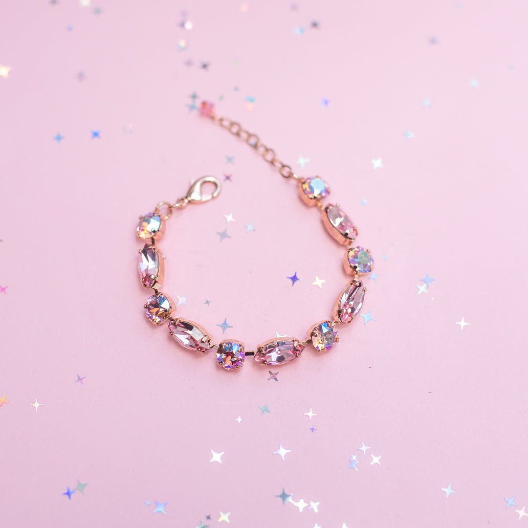 8mm/ Navette Crystal Bracelet: Pink Cashmere (PRE-ORDER 4-6 WEEK WAIT)
