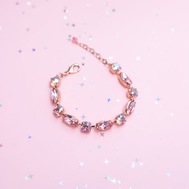 8mm/ Navette Crystal Bracelet: Pink Cashmere (PRE-ORDER 4-6 WEEK WAIT)