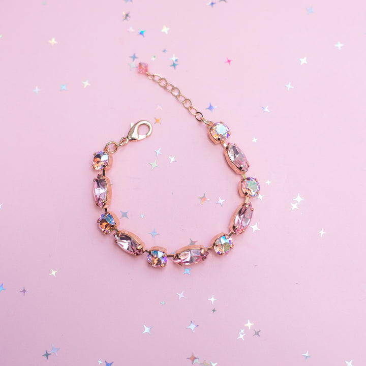 8mm/ Navette Crystal Bracelet: Pink Cashmere (PRE-ORDER 4-6 WEEK WAIT)