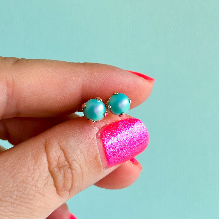 Caribbean Blue Pearl 6mm or 8mm - choose setting color and style