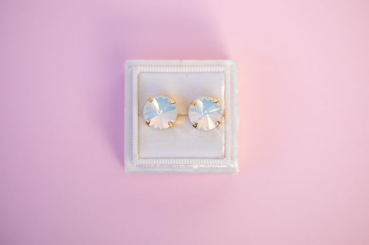 Neutral Stud Earrings -12mm Rivoli- choose crystal color and setting color