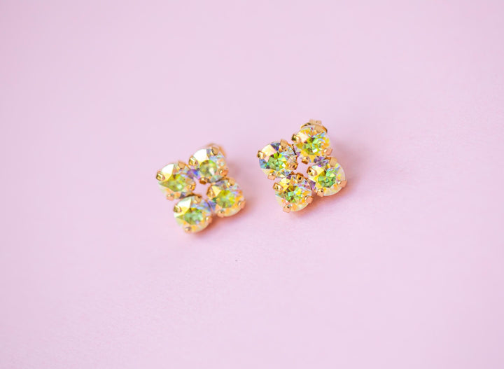 6mm 4 stone Clover Stud Earrings - Transmission - choose setting color
