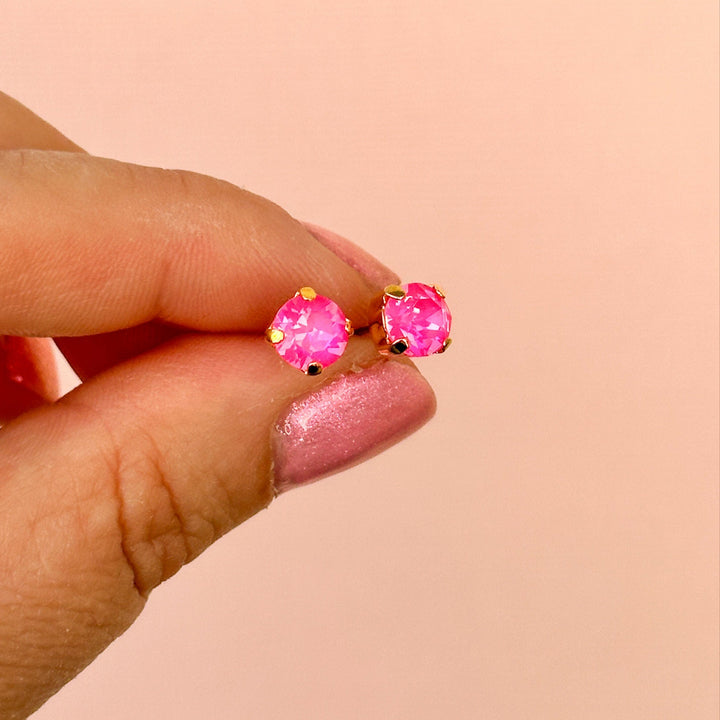 6mm Electric Pink Twinkle Stud Earrings