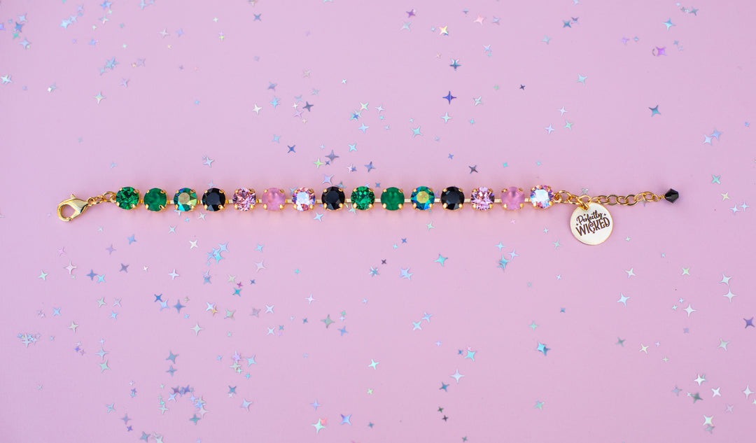8mm Crystal Bracelet: Pink Goes Good with Green