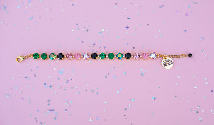 8mm Crystal Bracelet: Pink Goes Good with Green