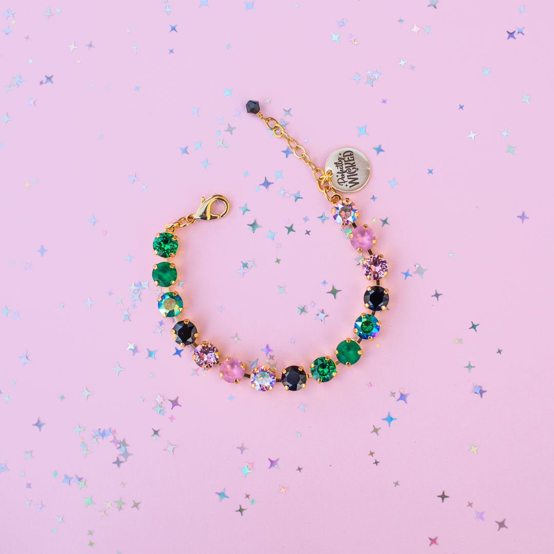 8mm Crystal Bracelet: Pink Goes Good with Green