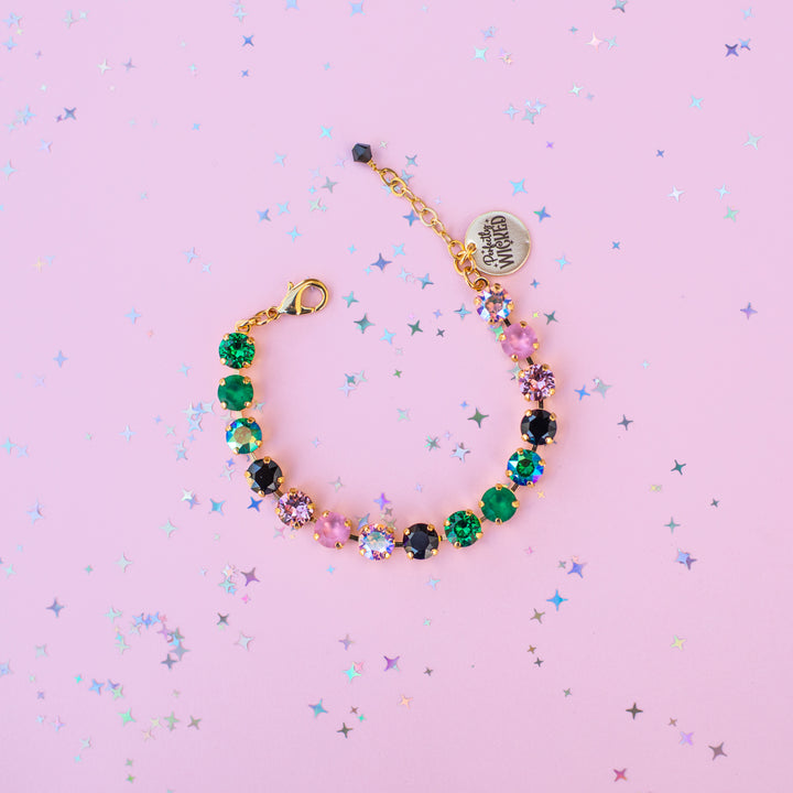 8mm Crystal Bracelet: Pink Goes Good with Green