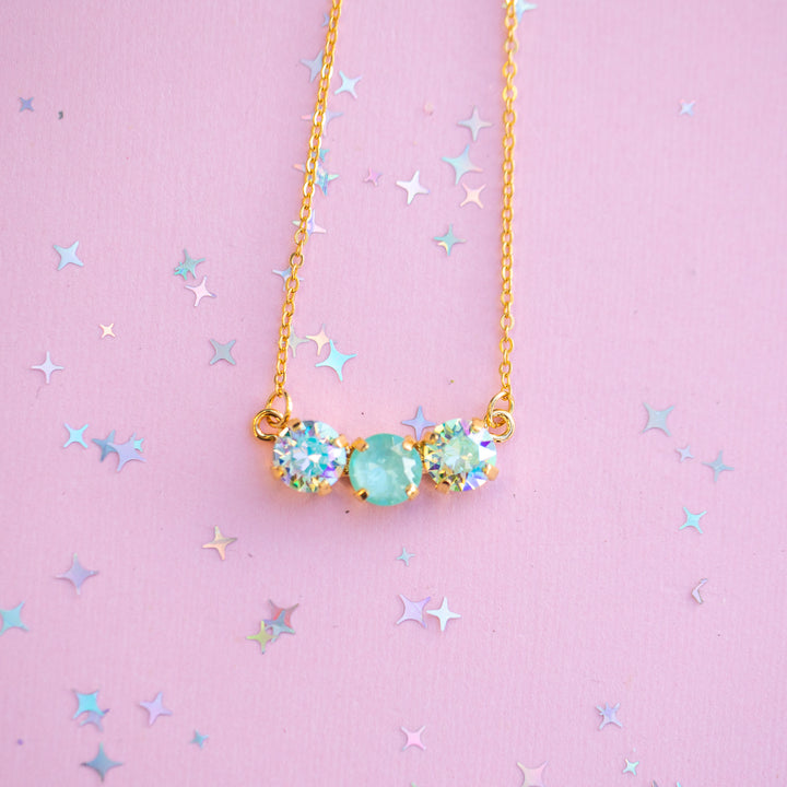 8mm 3 stone Necklace: Mint to Be Spring