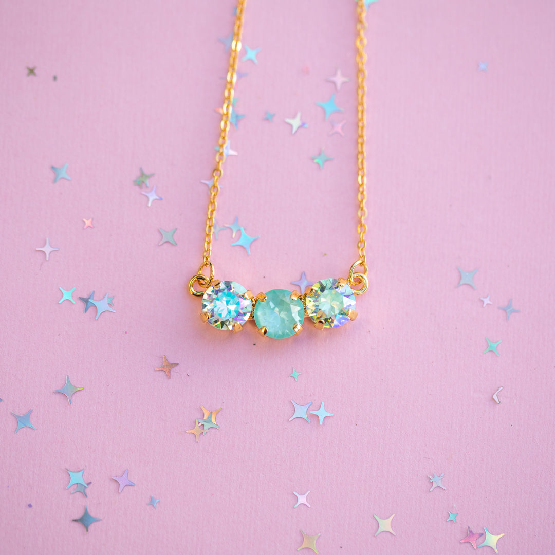 8mm 3 stone Necklace: Mint to Be Spring