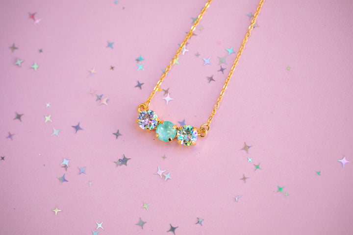 8mm 3 stone Necklace: Mint to Be Spring