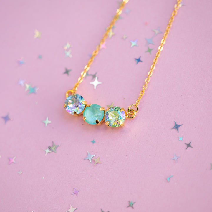 8mm 3 stone Necklace: Mint to Be Spring