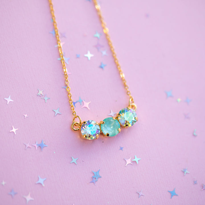 8mm 3 stone Necklace: Mint to Be Spring