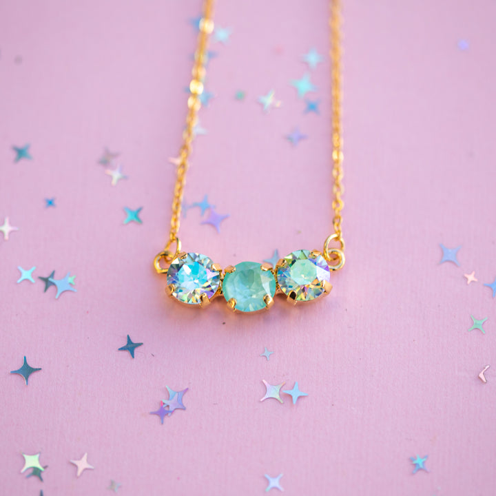 8mm 3 stone Necklace: Mint to Be Spring