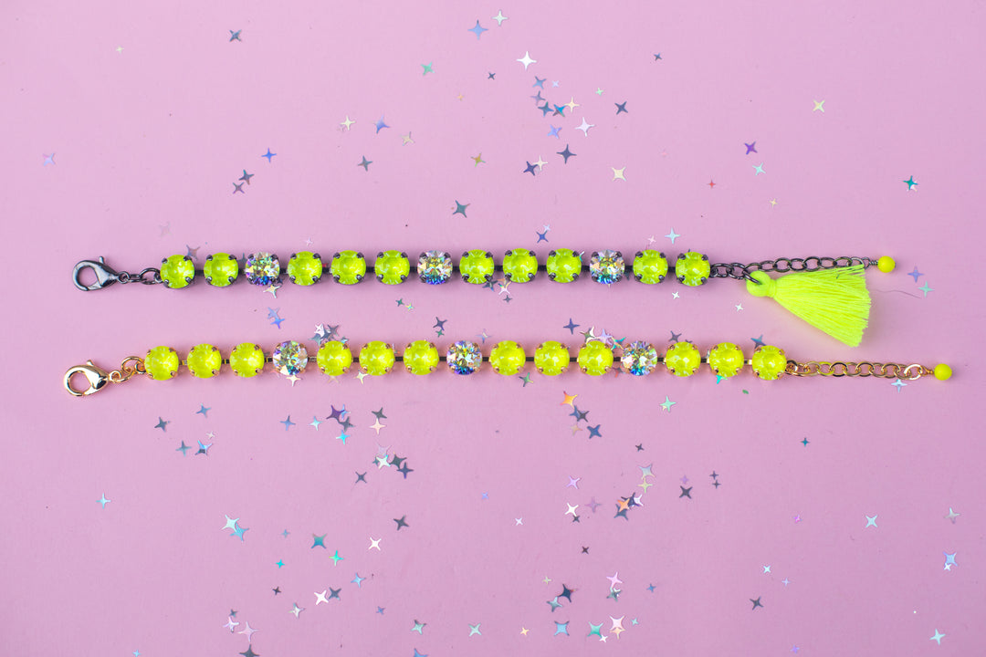 8mm Crystal Bracelet: Electric Lemon
