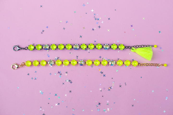 8mm Crystal Bracelet: Electric Lemon