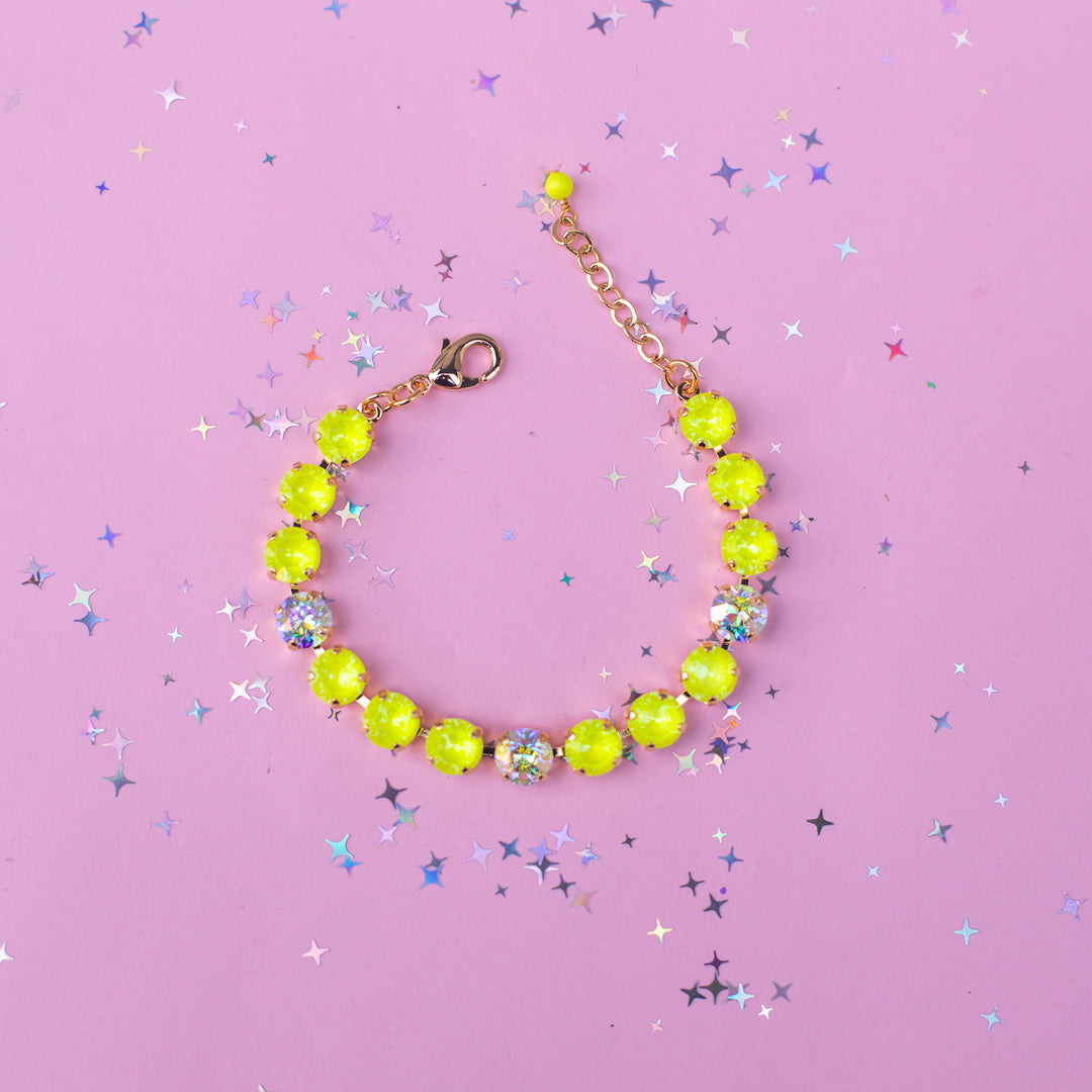 8mm Crystal Bracelet: Electric Lemon