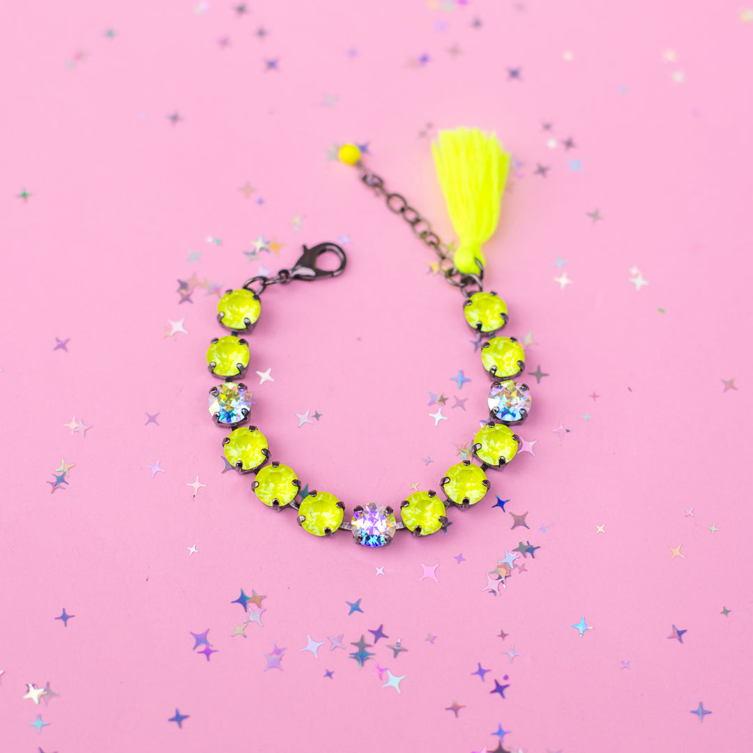 8mm Crystal Bracelet: Electric Lemon