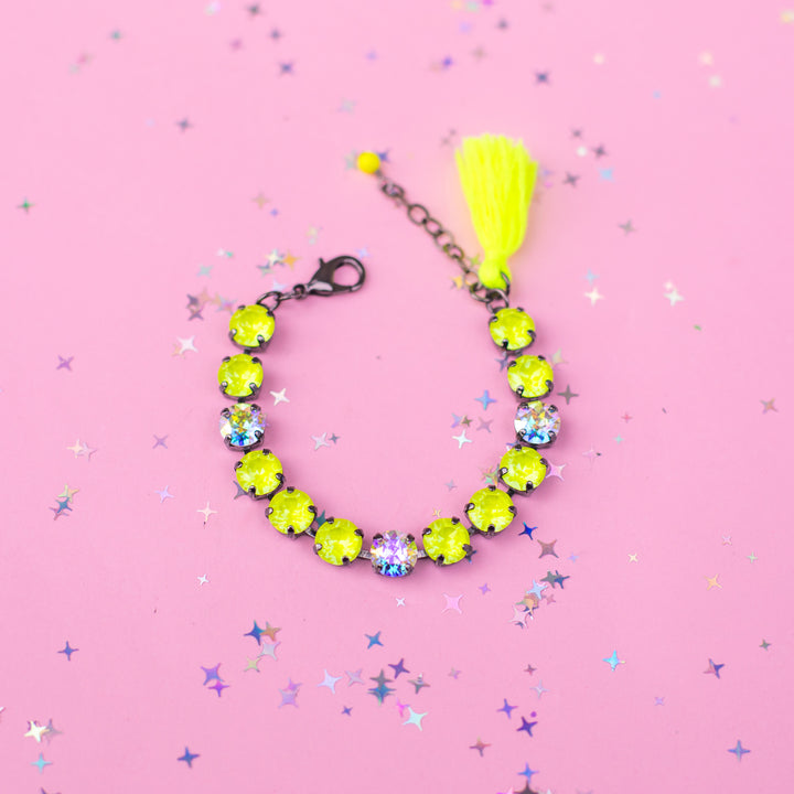 8mm Crystal Bracelet: Electric Lemon