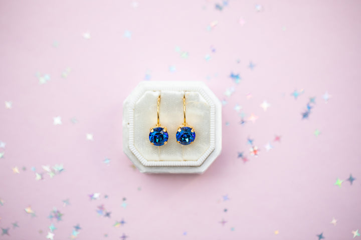 Bermuda Blue Earrings - 8mm Studs or Drop Earrings