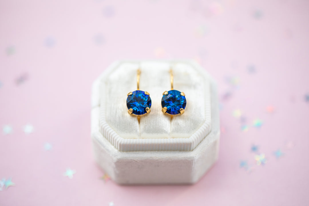 Bermuda Blue Earrings - 8mm Studs or Drop Earrings