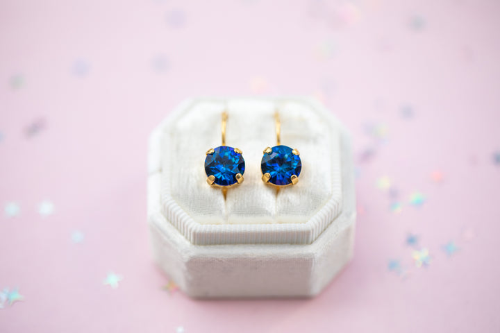 Bermuda Blue Earrings - 8mm Studs or Drop Earrings