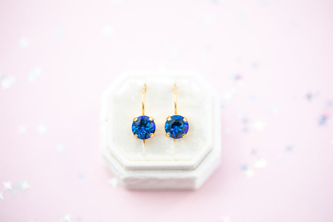 Bermuda Blue Earrings - 8mm Studs or Drop Earrings
