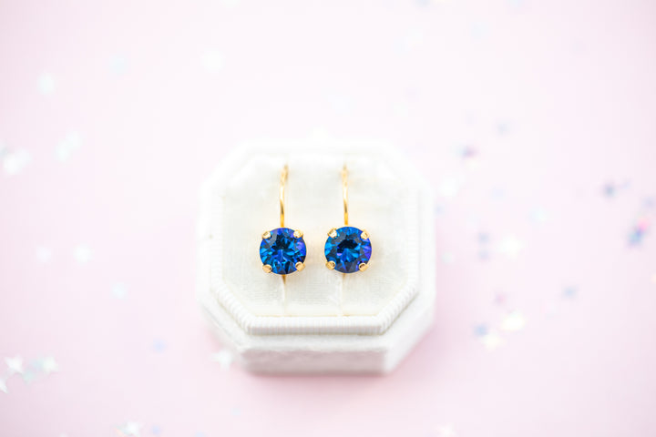 Bermuda Blue Earrings - 8mm Studs or Drop Earrings