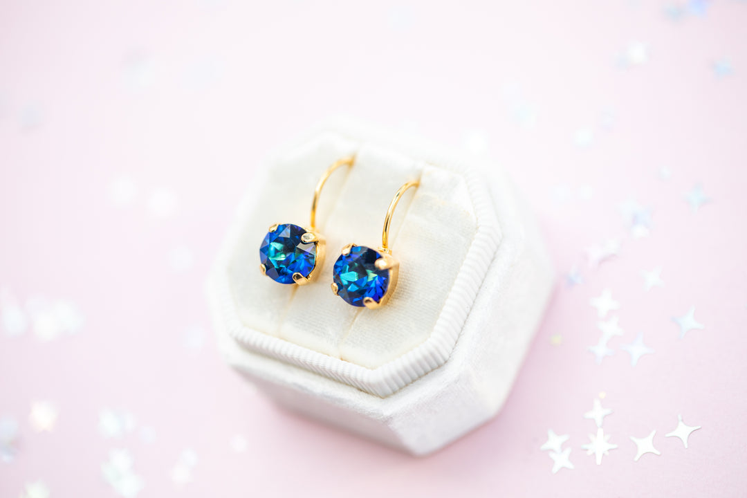 Bermuda Blue Earrings - 8mm Studs or Drop Earrings
