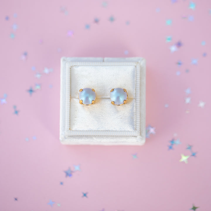 8mm Stud or Leverback Drop Earrings in Dreamy Blue Pearl
