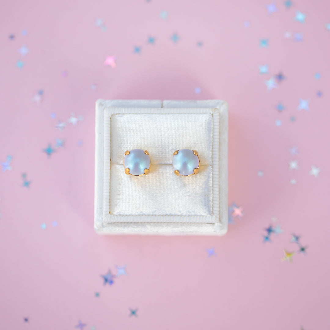 8mm Stud or Leverback Drop Earrings in Dreamy Blue Pearl