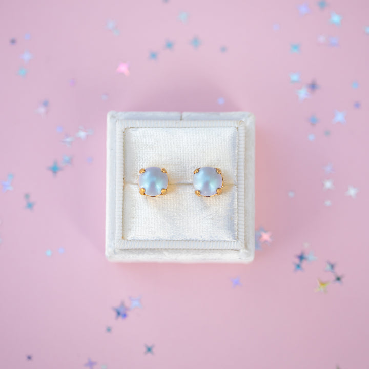 8mm Stud or Leverback Drop Earrings in Dreamy Blue Pearl