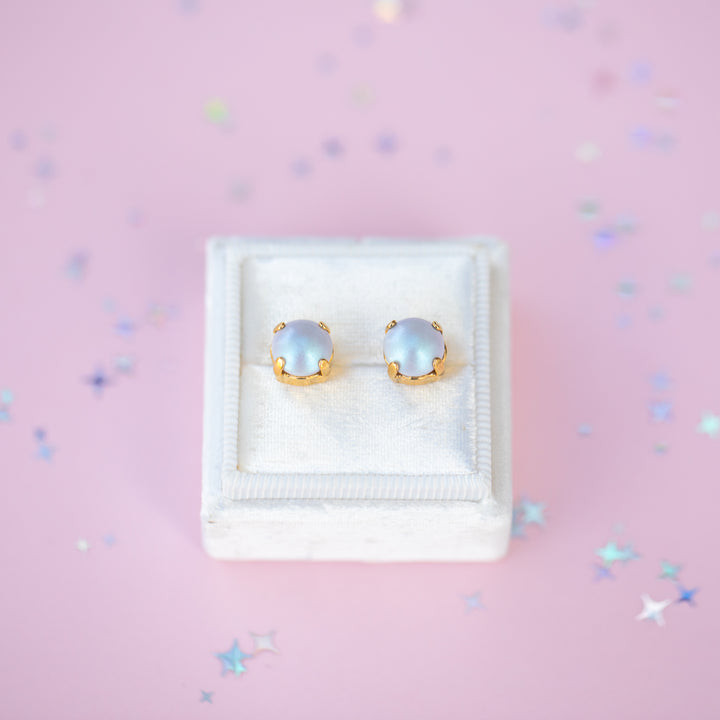 8mm Stud or Leverback Drop Earrings in Dreamy Blue Pearl
