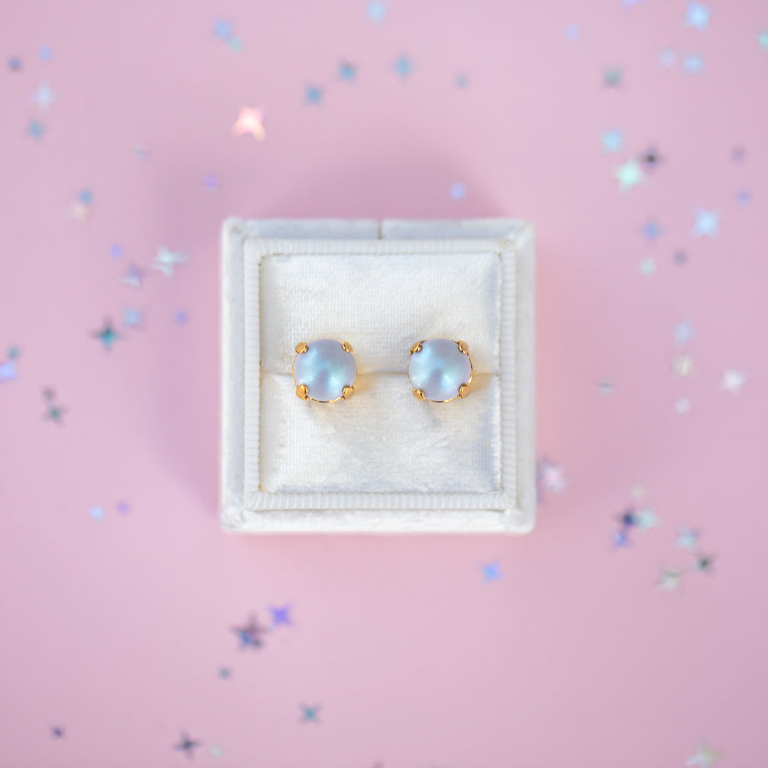 8mm Stud or Leverback Drop Earrings in Dreamy Blue Pearl