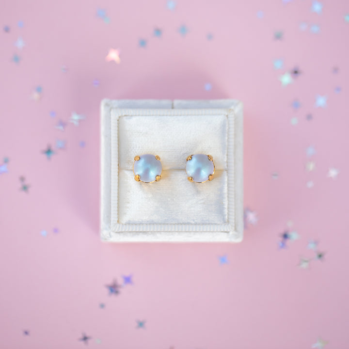 8mm Stud or Leverback Drop Earrings in Dreamy Blue Pearl