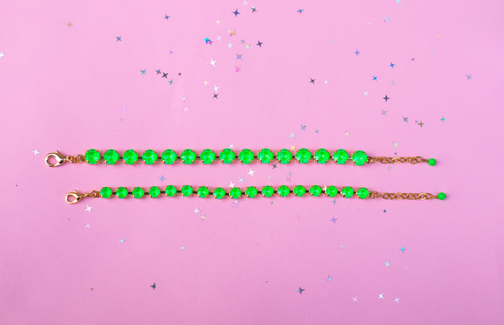 8mm Crystal Bracelet: Electric Green Twinkle