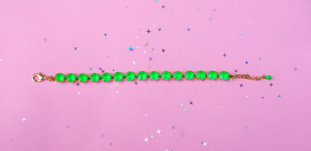 8mm Crystal Bracelet: Electric Green Twinkle