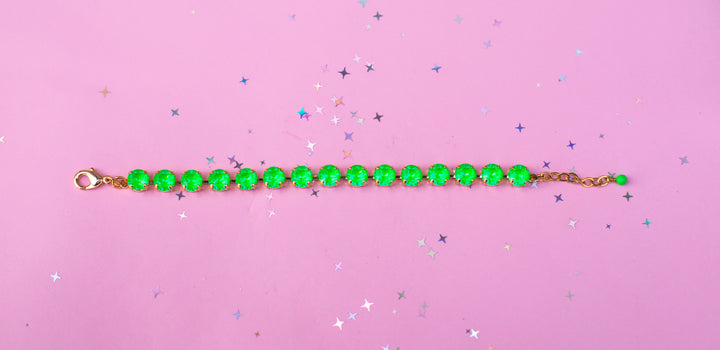 8mm Crystal Bracelet: Electric Green Twinkle