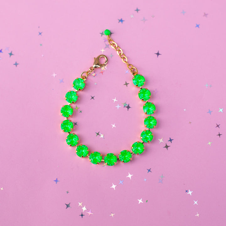 8mm Crystal Bracelet: Electric Green Twinkle