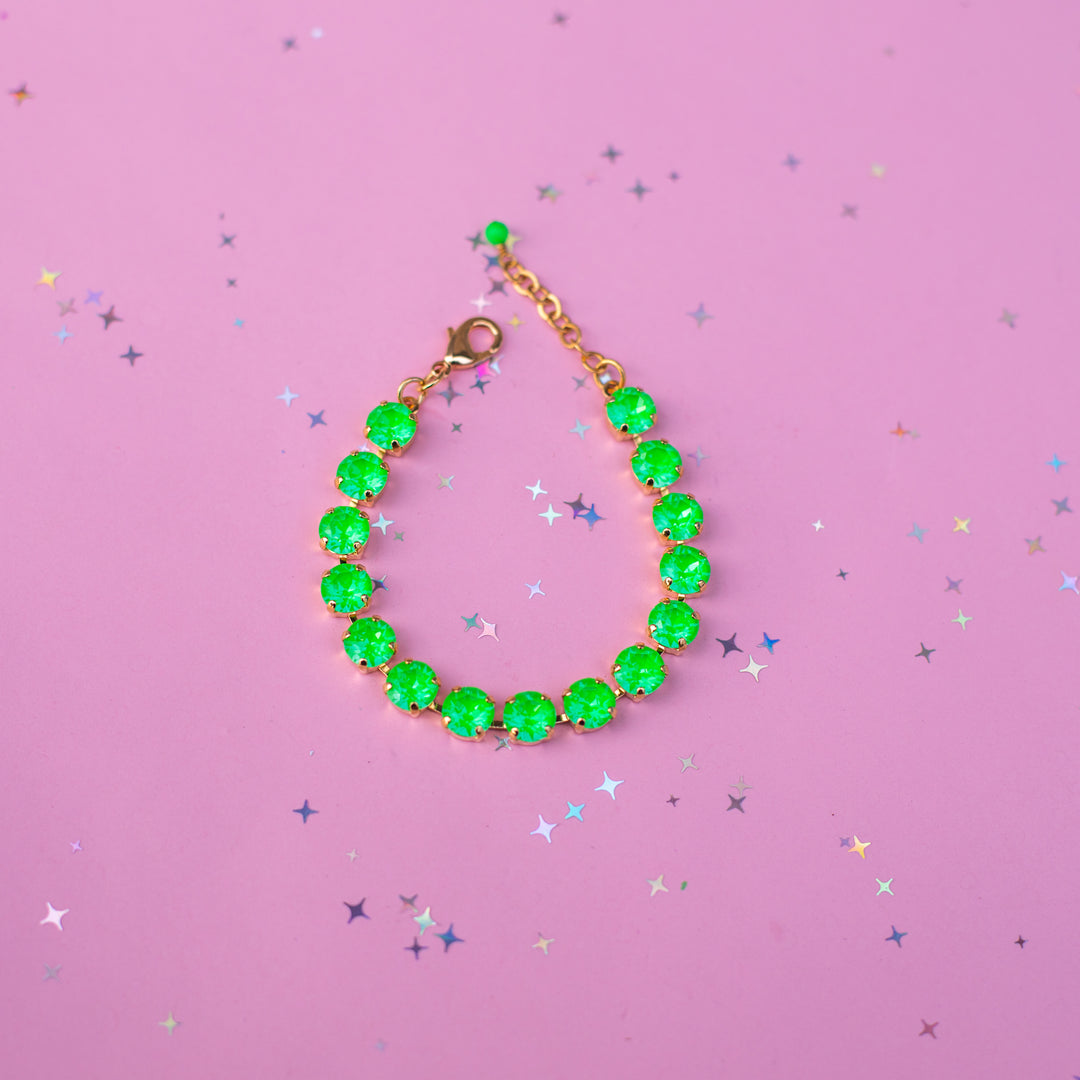 8mm Crystal Bracelet: Electric Green Twinkle