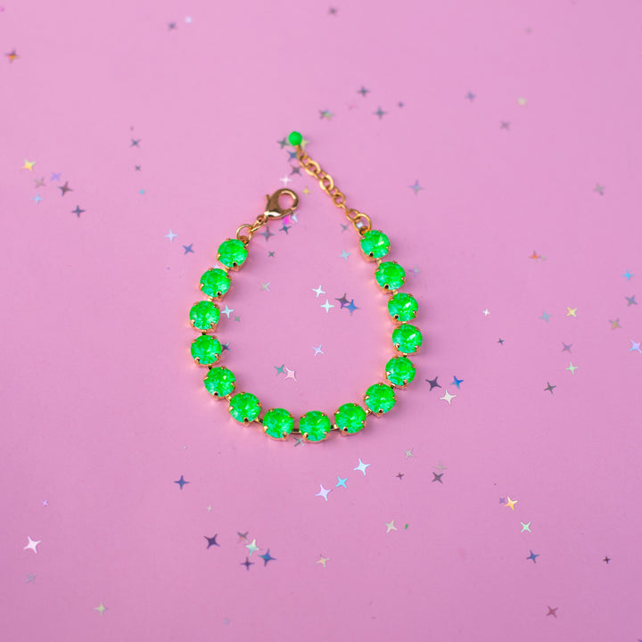8mm Crystal Bracelet: Electric Green Twinkle