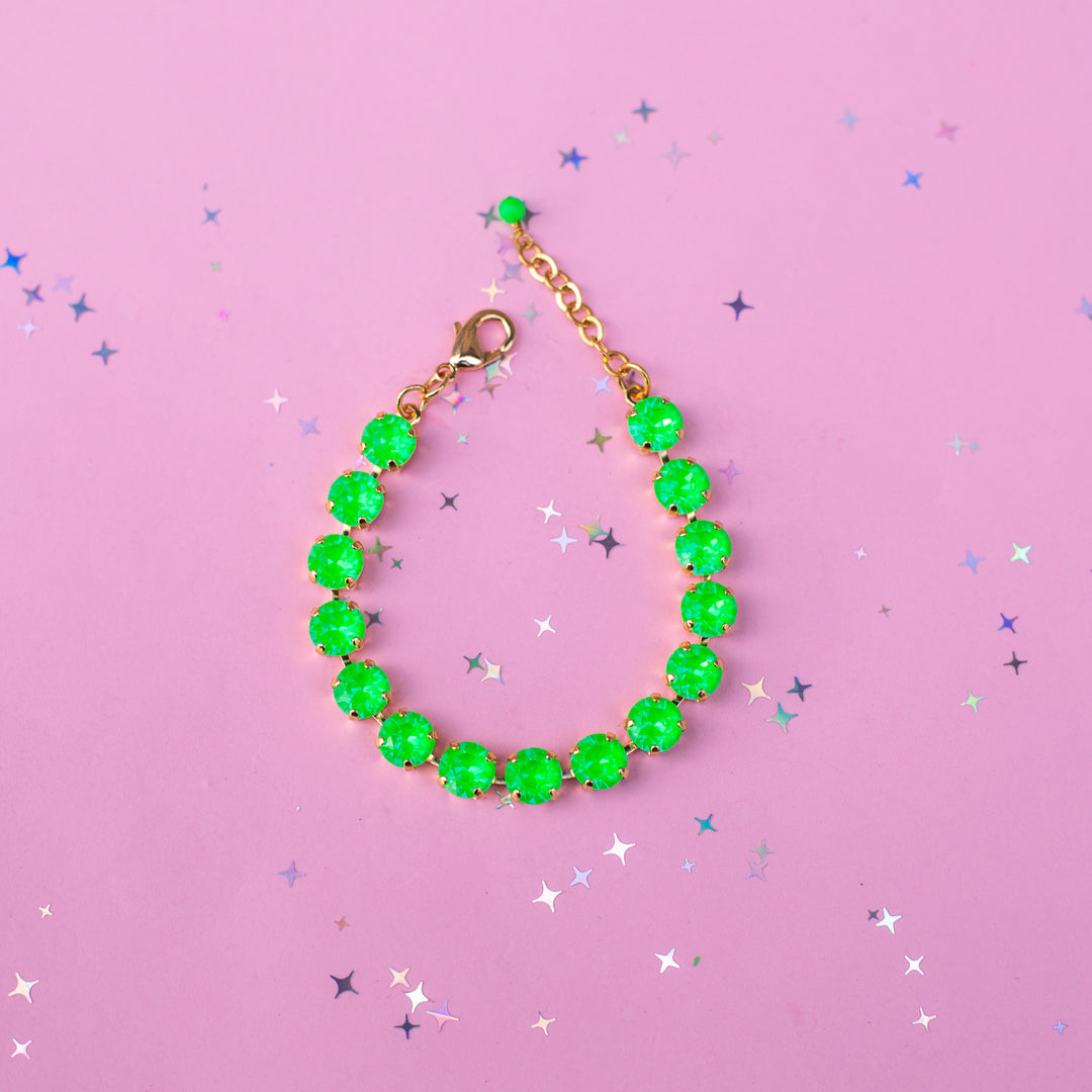 8mm Crystal Bracelet: Electric Green Twinkle
