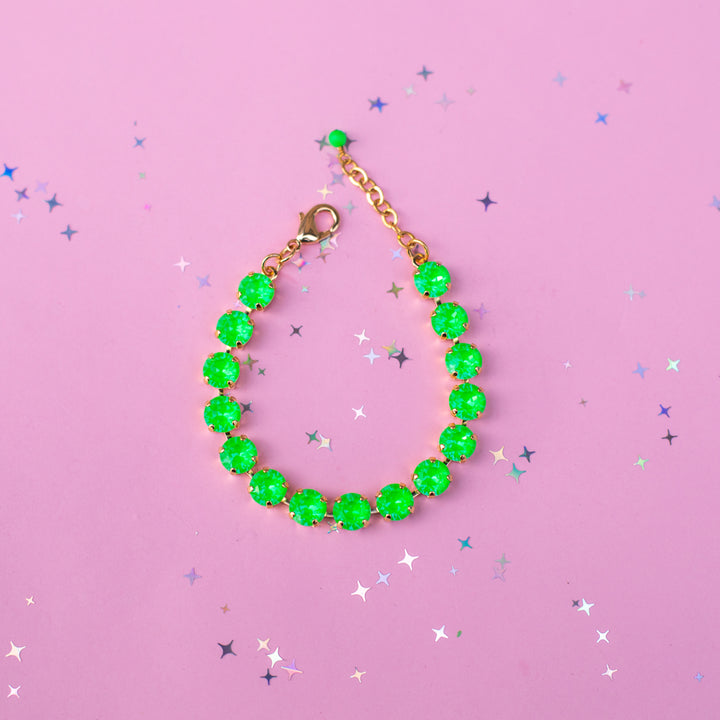 8mm Crystal Bracelet: Electric Green Twinkle