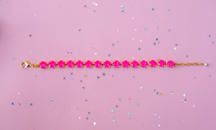 8mm Crystal Bracelet: Electric Pink Twinkle