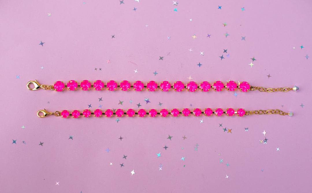 8mm Crystal Bracelet: Electric Pink Twinkle