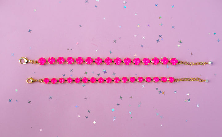 8mm Crystal Bracelet: Electric Pink Twinkle