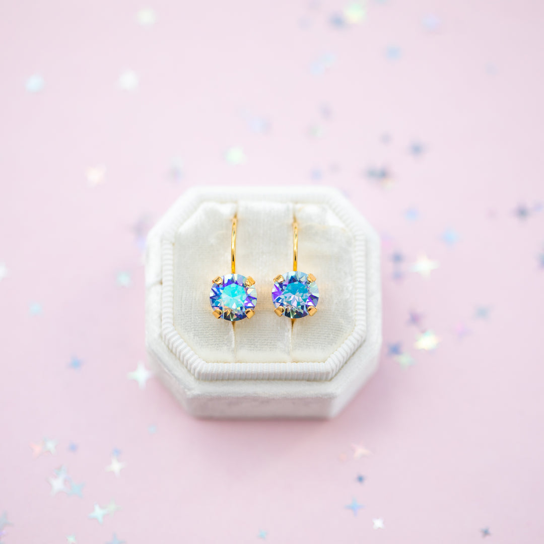Light Sapphire AB Earrings - 8mm Studs or Drop Earrings